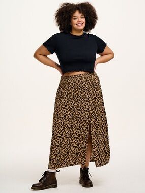 NWOT Lucy & Yak Poppy Elasticated Waist Skirt Leopard Size Large